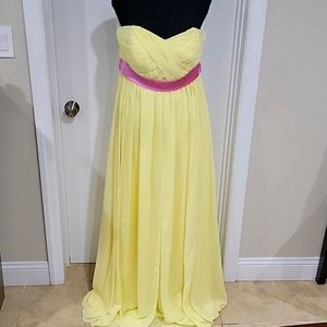 Long Yellow Strapless Dress